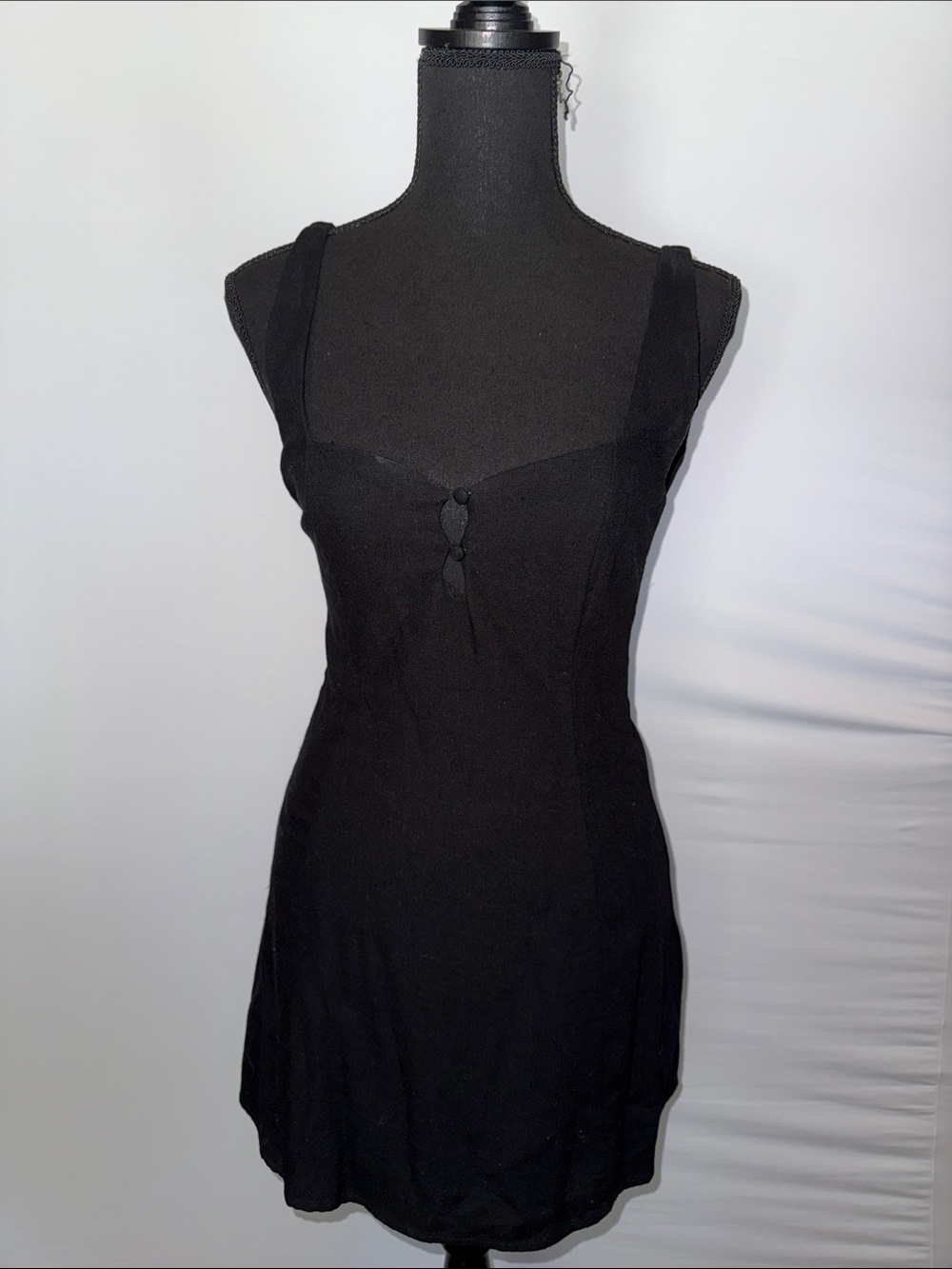 Meshki Linen Flare Mini Dress with Sweetheart Neckline